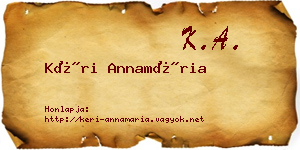 Kéri Annamária névjegykártya